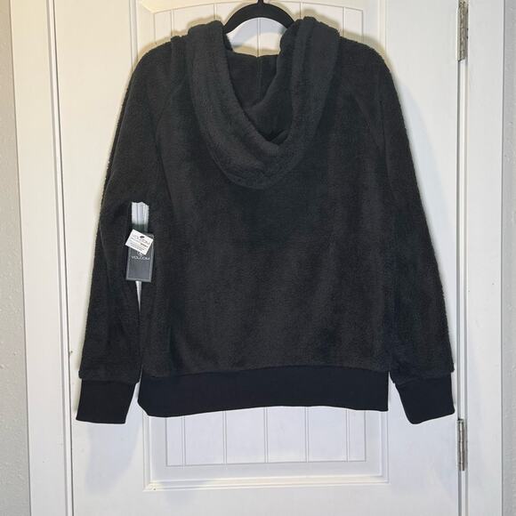 Volcom Black Hooded Teddy Jacket with Ribbed Cuffs Size Small - Picture 3 of 4